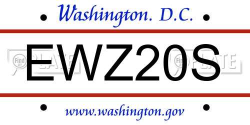 EWZ20S District Of Columbia License Plate