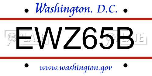 EWZ65B District Of Columbia License Plate
