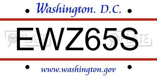 EWZ65S District Of Columbia License Plate