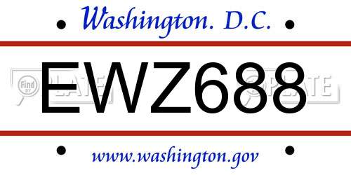 EWZ688 District Of Columbia License Plate
