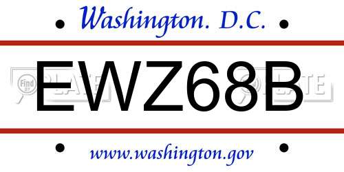 EWZ68B District Of Columbia License Plate