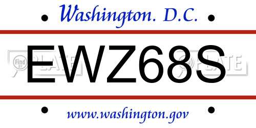 EWZ68S District Of Columbia License Plate