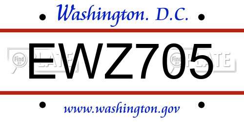 EWZ705 District Of Columbia License Plate