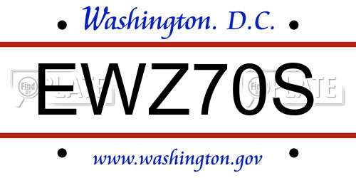 EWZ70S District Of Columbia License Plate