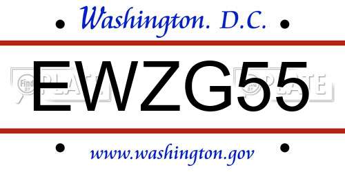 EWZG55 District Of Columbia License Plate