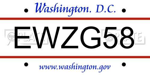 EWZG58 District Of Columbia License Plate