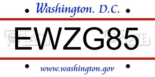 EWZG85 District Of Columbia License Plate