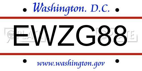 EWZG88 District Of Columbia License Plate