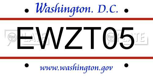 EWZT05 District Of Columbia License Plate