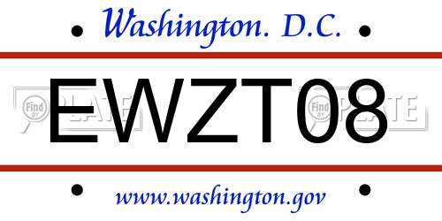 EWZT08 District Of Columbia License Plate