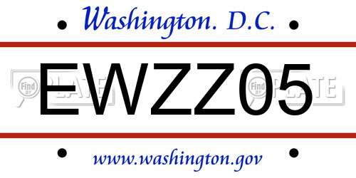 EWZZ05 District Of Columbia License Plate
