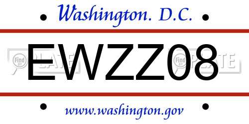 EWZZ08 District Of Columbia License Plate
