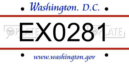 EX0281 District Of Columbia License Plate
