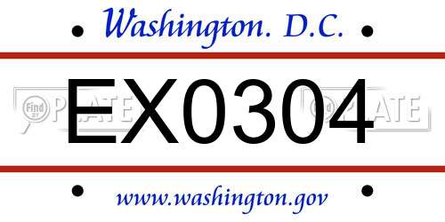 EX0304 District Of Columbia License Plate