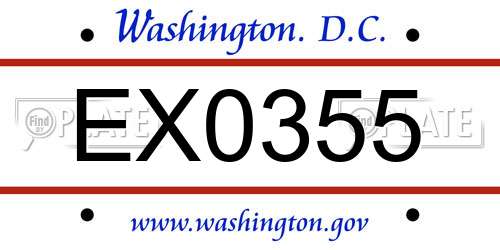 EX0355 District Of Columbia License Plate