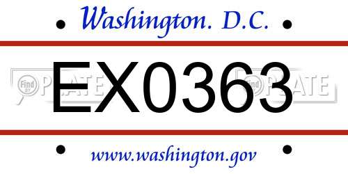 EX0363 District Of Columbia License Plate