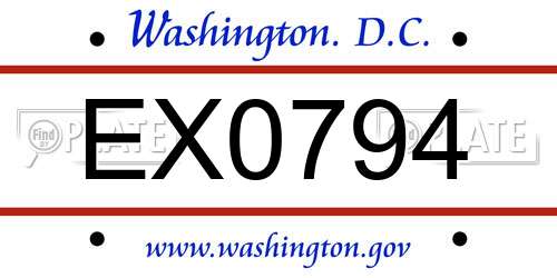 EX0794 District Of Columbia License Plate