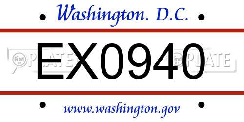 EX0940 District Of Columbia License Plate