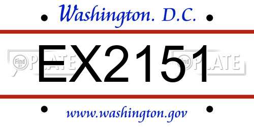 EX2151 District Of Columbia License Plate