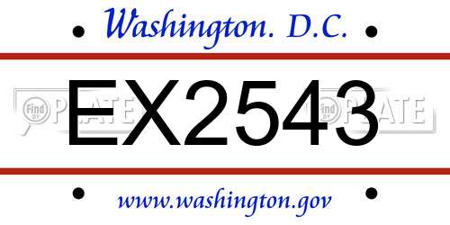 EX2543 District Of Columbia License Plate