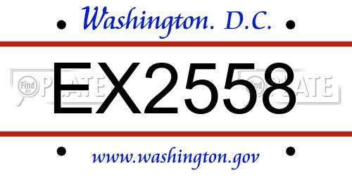 EX2558 District Of Columbia License Plate