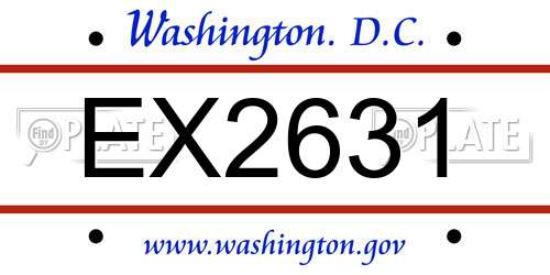 EX2631 District Of Columbia License Plate