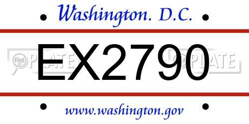 EX2790 District Of Columbia License Plate