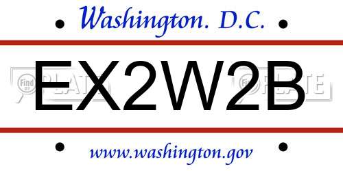 EX2W2B District Of Columbia License Plate