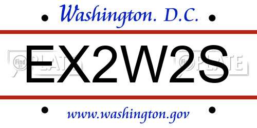 EX2W2S District Of Columbia License Plate