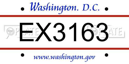 EX3163 District Of Columbia License Plate