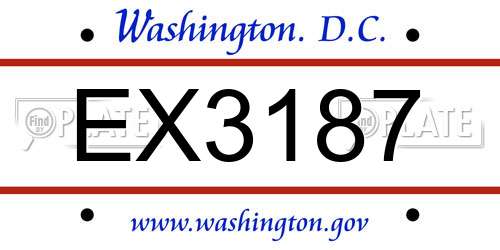 EX3187 District Of Columbia License Plate