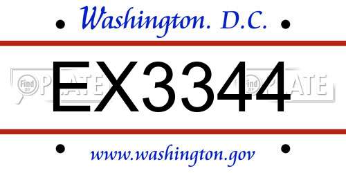 EX3344 District Of Columbia License Plate