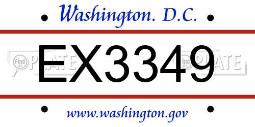 EX3349 District Of Columbia License Plate