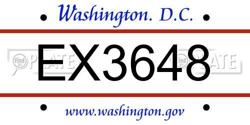 EX3648 District Of Columbia License Plate