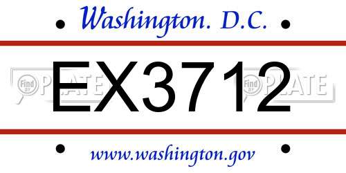 EX3712 District Of Columbia License Plate
