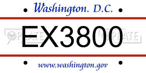 EX3800 District Of Columbia License Plate