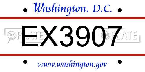 EX3907 District Of Columbia License Plate