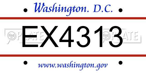 EX4313 District Of Columbia License Plate