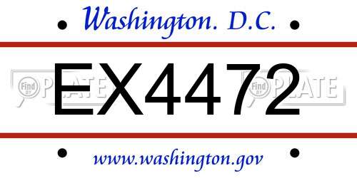 EX4472 District Of Columbia License Plate