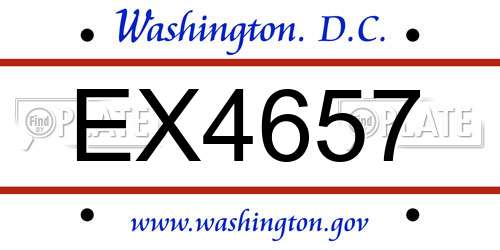 EX4657 District Of Columbia License Plate