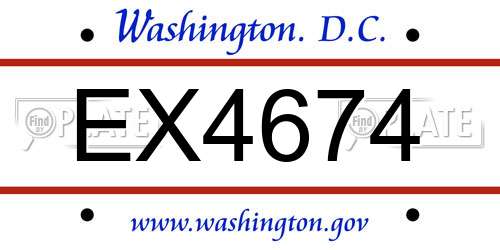 EX4674 District Of Columbia License Plate