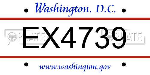 EX4739 District Of Columbia License Plate