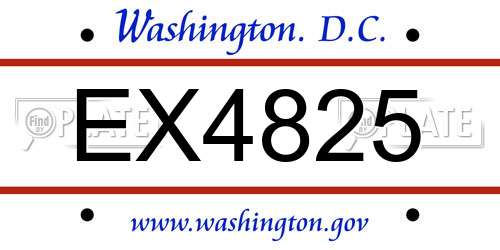 EX4825 District Of Columbia License Plate