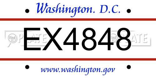 EX4848 District Of Columbia License Plate