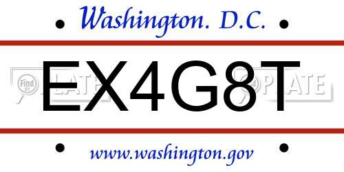 EX4G8T District Of Columbia License Plate