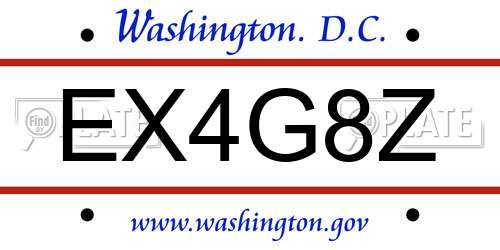 EX4G8Z District Of Columbia License Plate