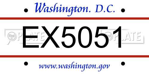 EX5051 District Of Columbia License Plate