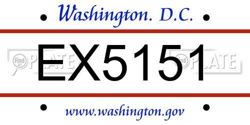 EX5151 District Of Columbia License Plate