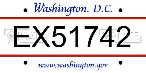 EX51742 District Of Columbia License Plate