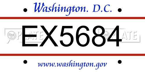 EX5684 District Of Columbia License Plate